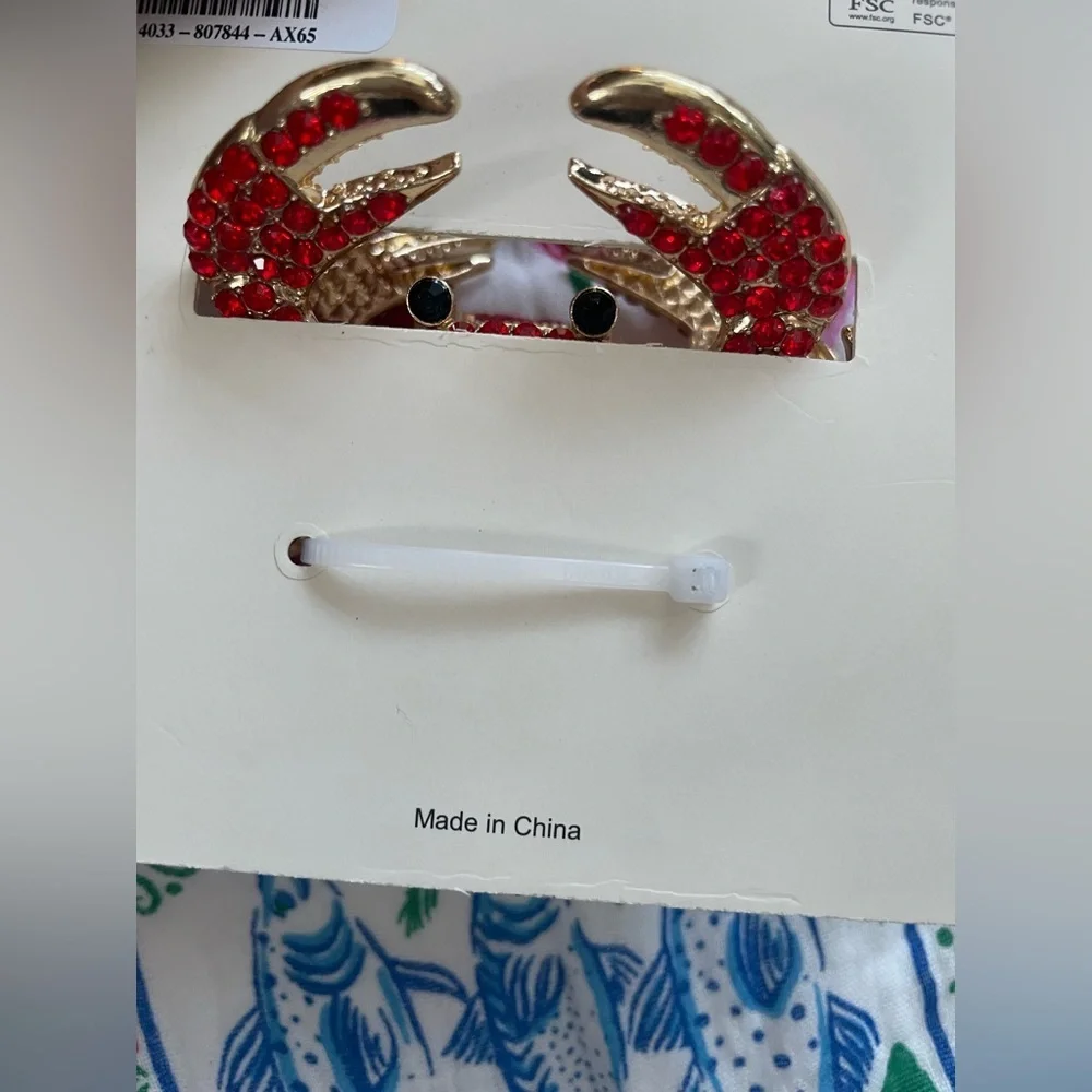 NWT Piper K Bejeweled Crab Hair Clip